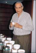 Raj Singh Dungarpur, a great mint tea drinker, must have his last cuppa before sunset. No tea once it gets dark!