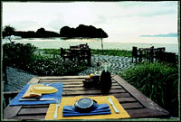 An outdoor eating area.
