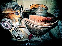 Not a decrepit contraption, this ancient dough-mixer works perfectly, churning out Panchganis requirements every morning.