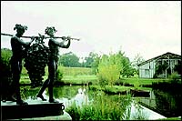 A bronze vine sculpture at Les Sources De Caudalie France... 
the luxury hotel with some premium restaurants and nerve-stilling environment amidst vineyards and a lake.