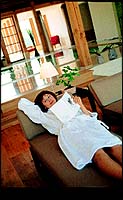 A French model from Paris relaxing after a wine massage.