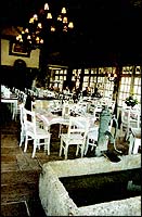 An old water till in the country fine dining restaurant La Table du Lavoir, where grape pickers came to wash their laundry in the 19th century.