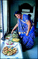 Kumudben Patwa, of the Garden Silk Mills family, Prafuls sister and a great cook and authority on Surti food herself. She was the principal of the SNDT College and specialised in teaching food and nutrition.